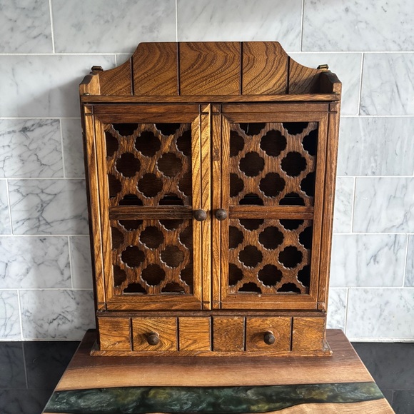 Vintage Other - Vintage Wood Spice Rack Cabinet Cupboard - Table Top or Wall Hanging